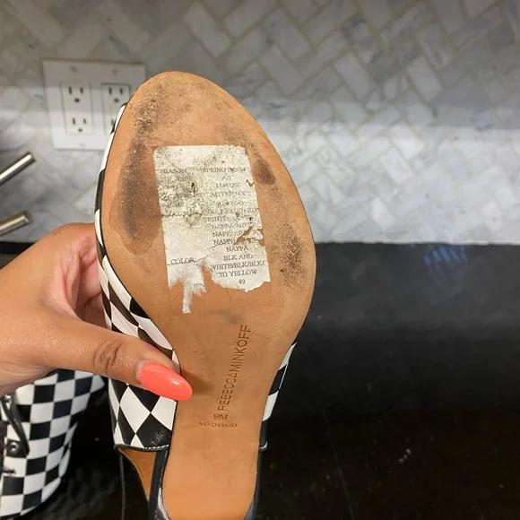 Rebecca minkoff leather Rio black white checkered heel oxfords lace up New - Picture 6 of 7